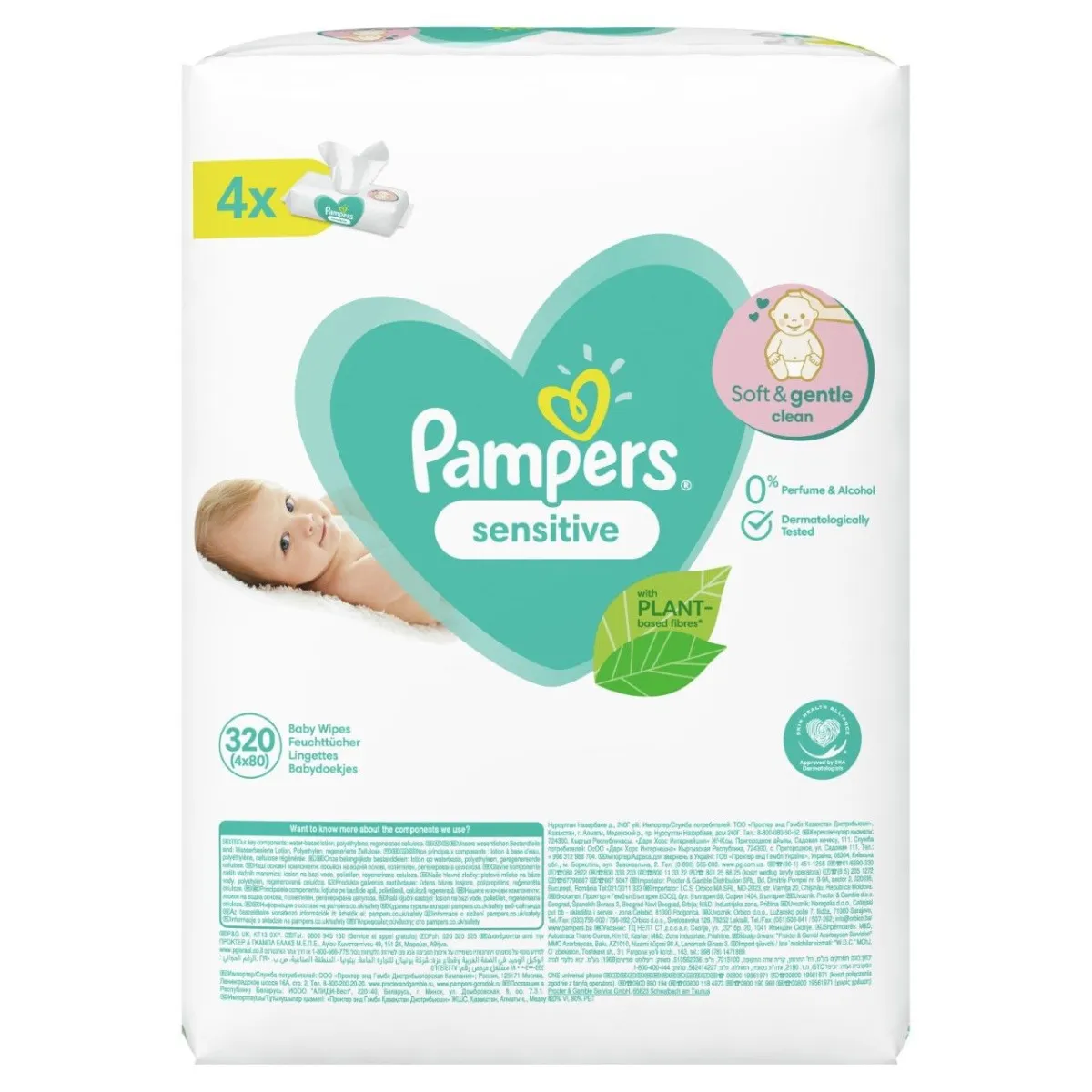 Pampers Sensitive vlhčené ubrousky 4x80 ks