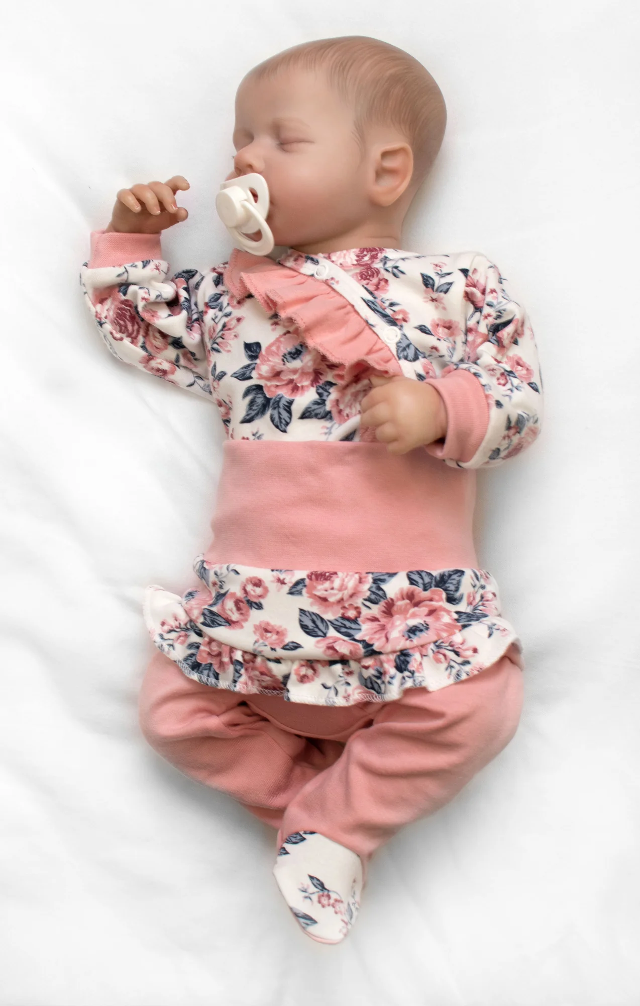 Baby Nellys Bavlněná sada 2D, body + polodupačky Růžičky, pudrově růžová vel.  74