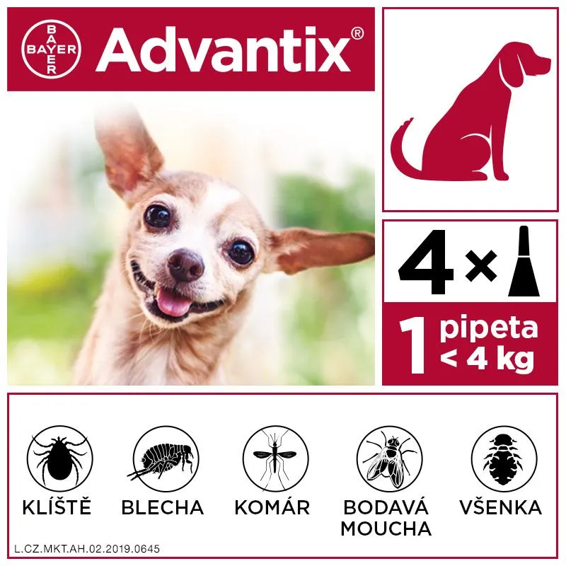 Advantix pro psy do 4 kg spot-on 4x0,4 ml