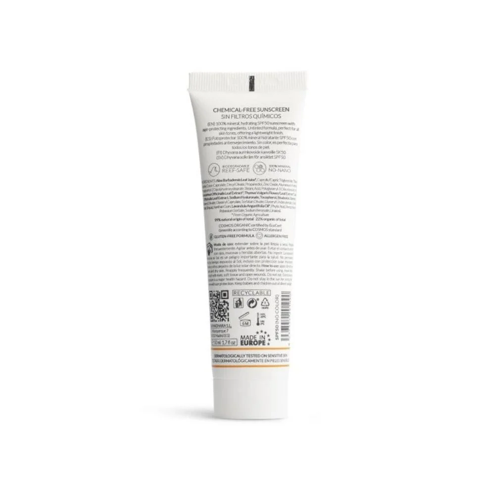 Dhyvana Přírodní minerální opalovací krém na obličej SPF50 50 ml