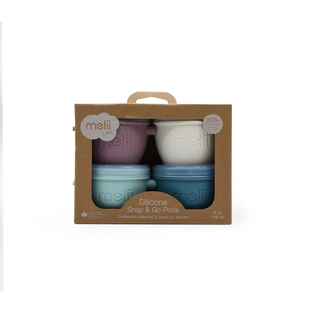 Melii Silikonové kelímky na potraviny Snap&Go 118 ml - 4ks - Luxe pastelové