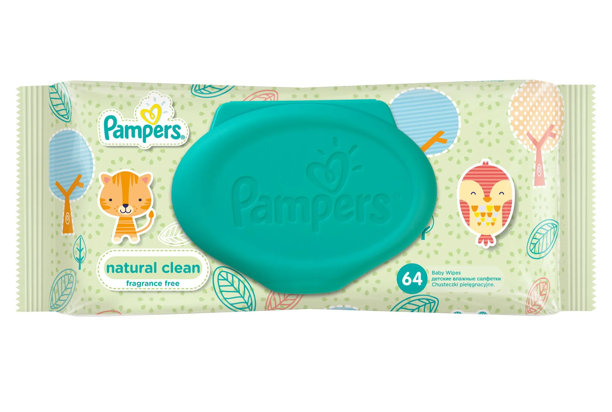 Pampers Natural Clean  čisticí ubrousky 64 ks