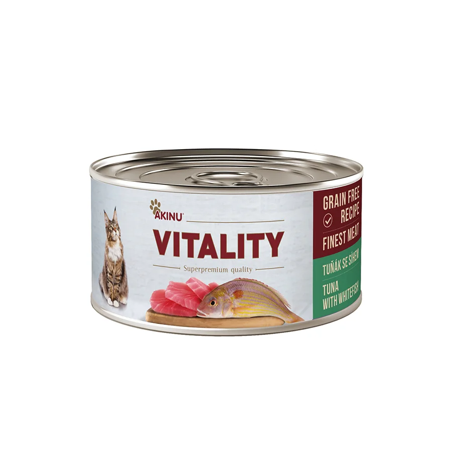 Akinu VITALITY Tuňák & síh konzerva pro kočky 10 x 70 g