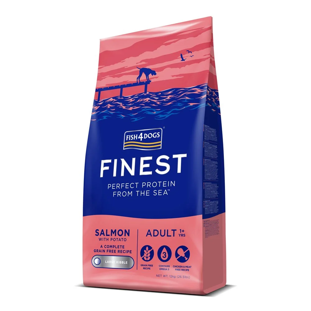 Fish4Dogs Granule velké pro dospělé psy Finest losos s bramborami 12 kg, 1+