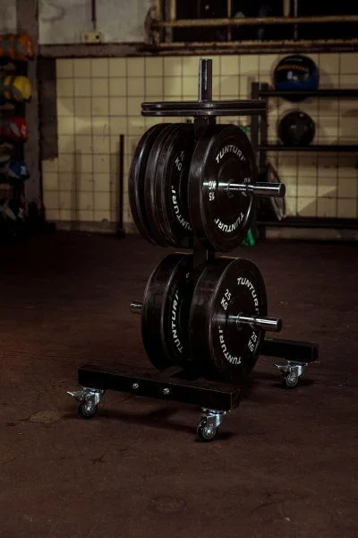 Tunturi Stojan na olympijské kotouče Bumper Plate na kolečkách
