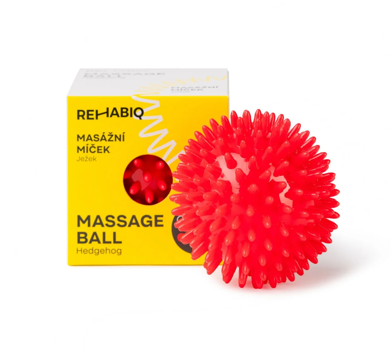 Rehabiq Masážní míček ježek 8 cm 1 ks červený