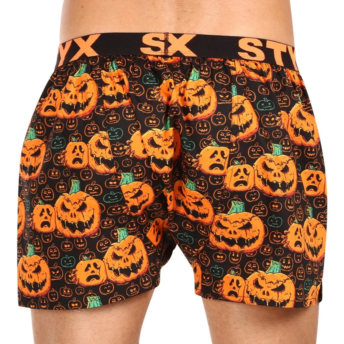 Styx Pánské trenky art sportovní guma Halloween dýně (B1755) XL