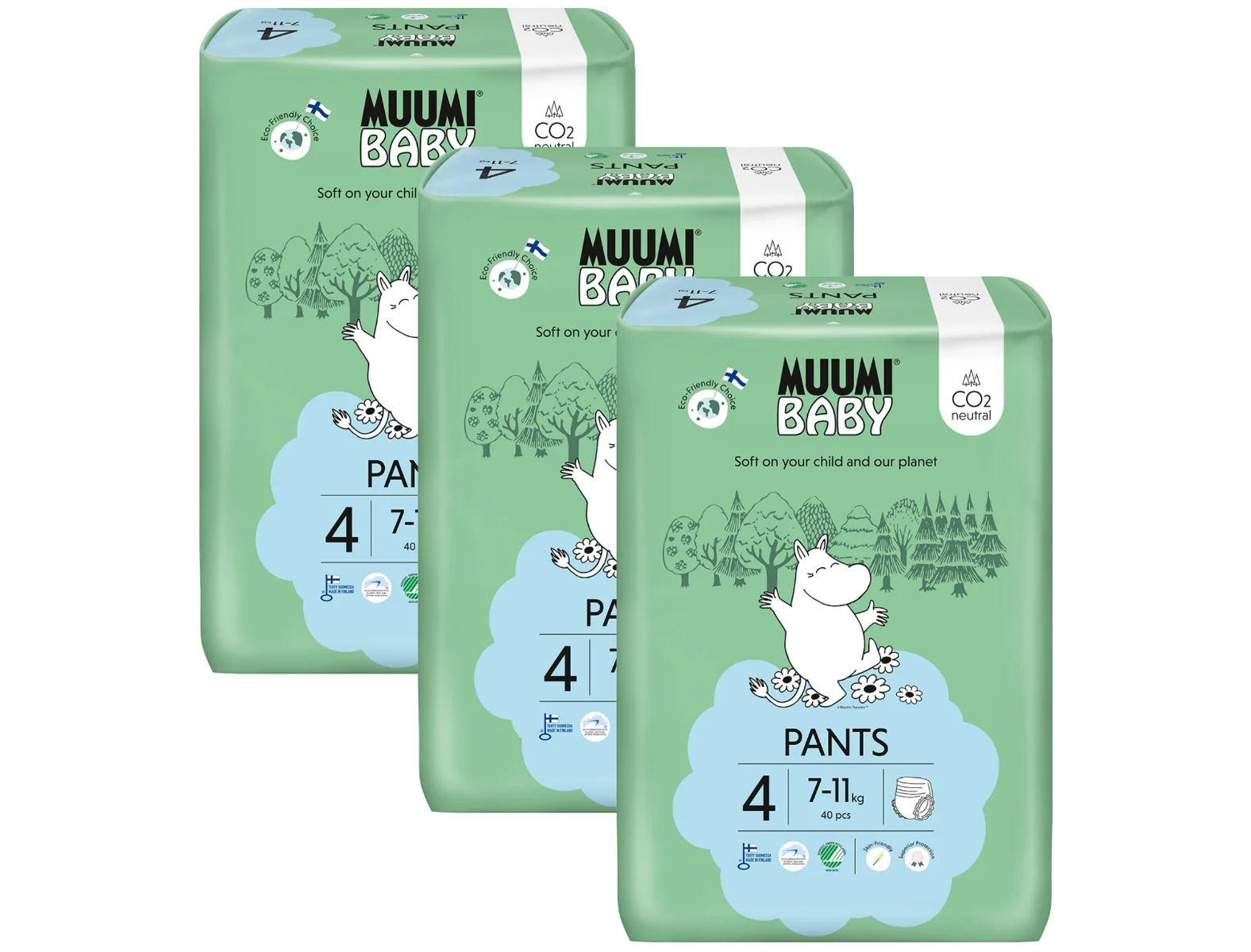 Muumi Baby Pants 4 Maxi 7–11 kg eko kalhotky 120 ks