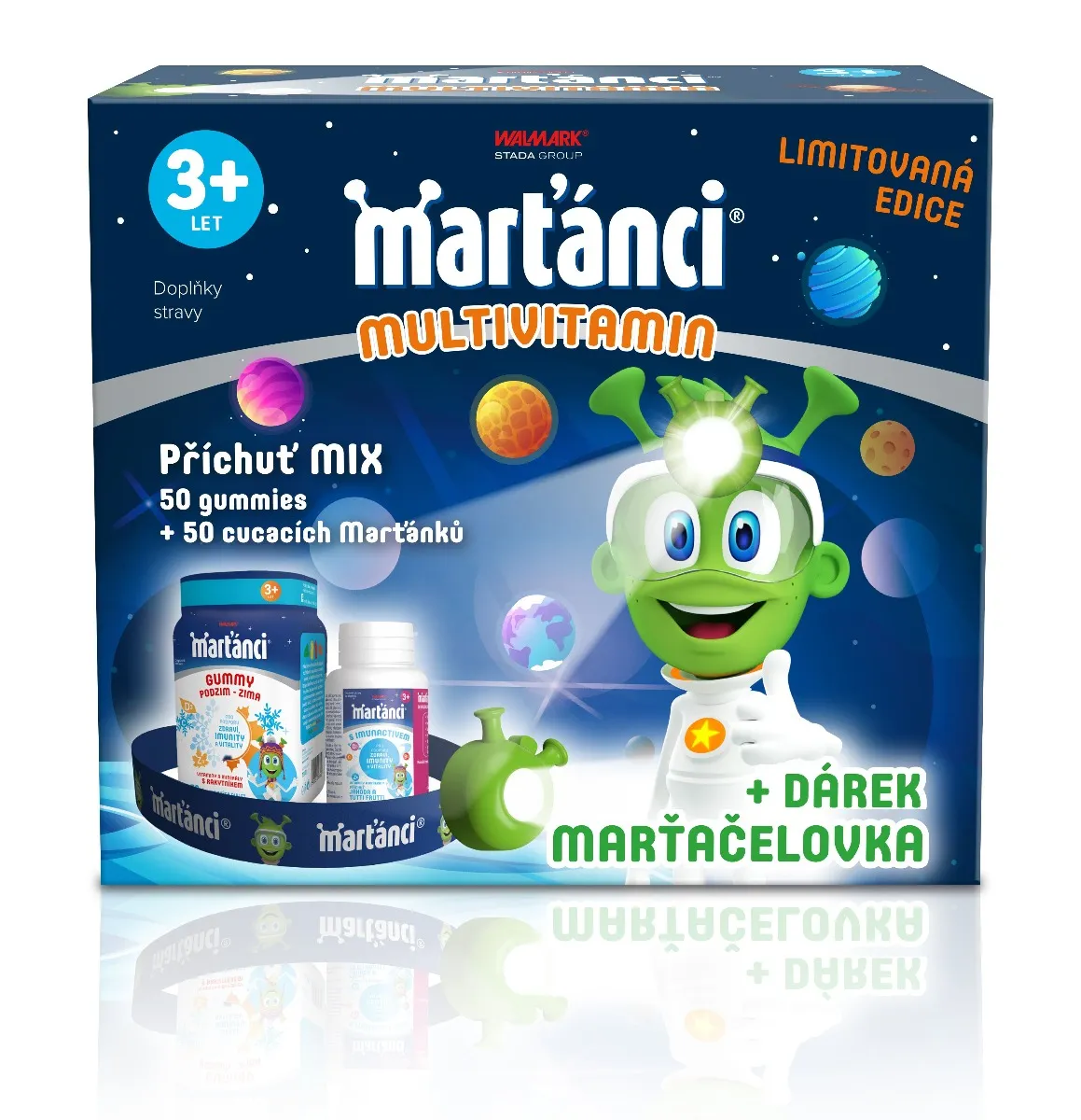 Marťánci Multivitamin MIX 50 gummies + 50 cucacích tablet + dárek čelovka