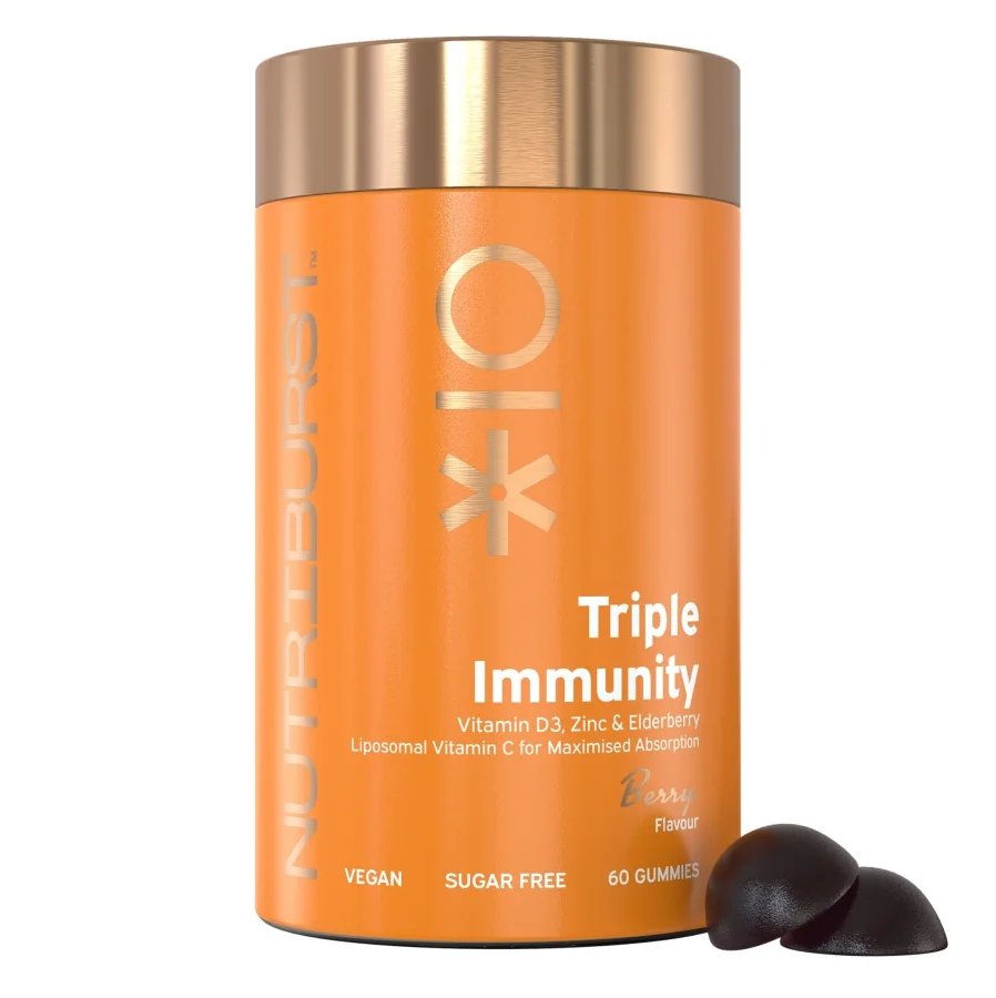 Nutriburst Premium Triple Immunity gummies s vitamíny a zinkem 60 ks lesní ovoce
