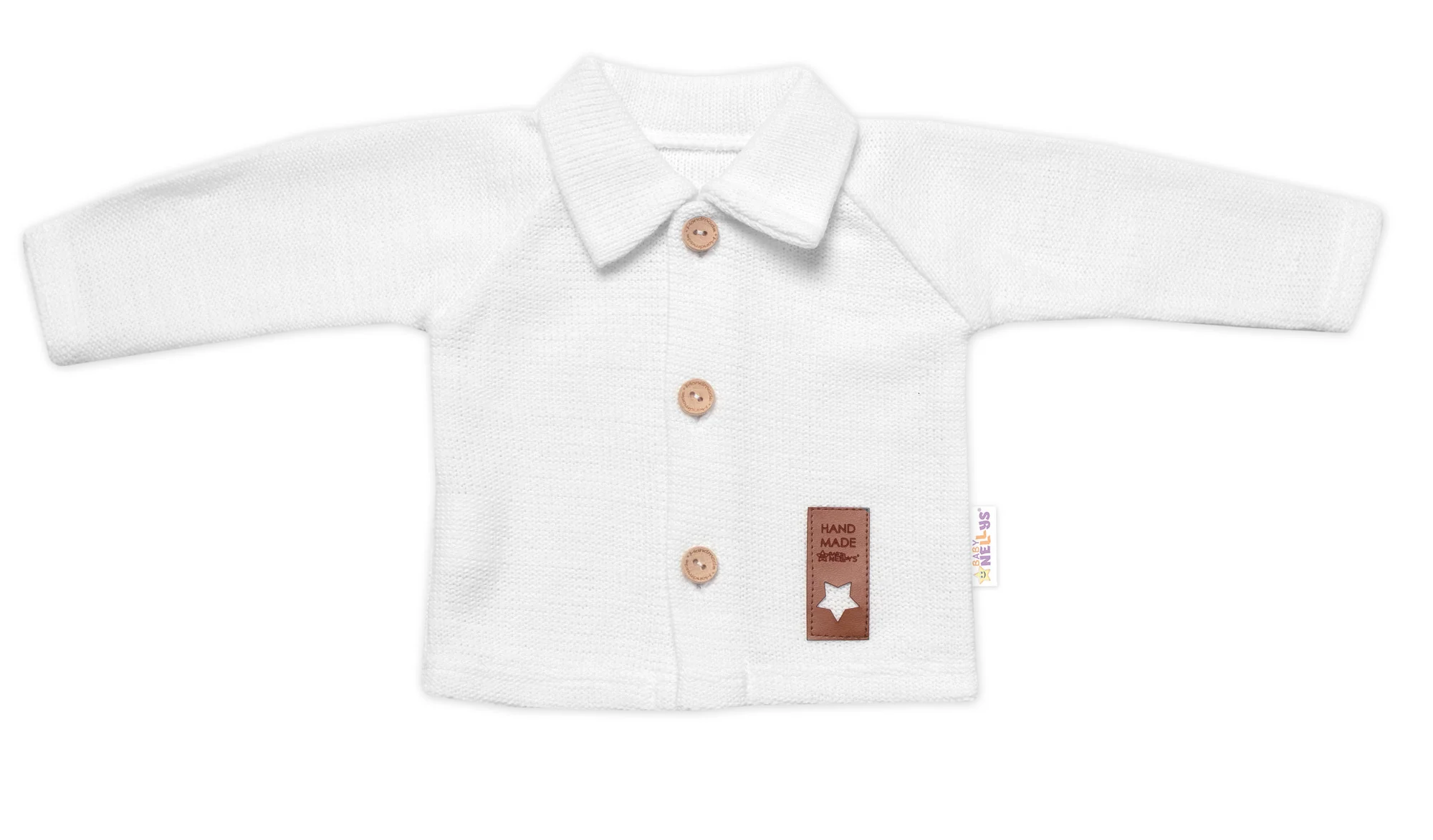 Baby Nellys Pletený svetřík s knoflíčky Boy, , bílý, vel. 62 vel.  62