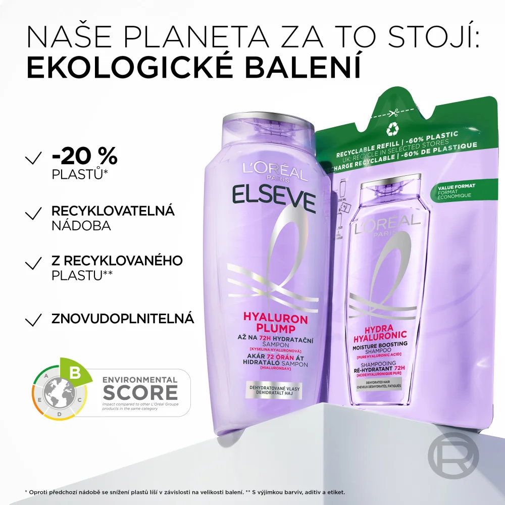 Loréal Paris Elseve Plump 72H hydratační šampon s kyselinou hyaluronovou 400 ml