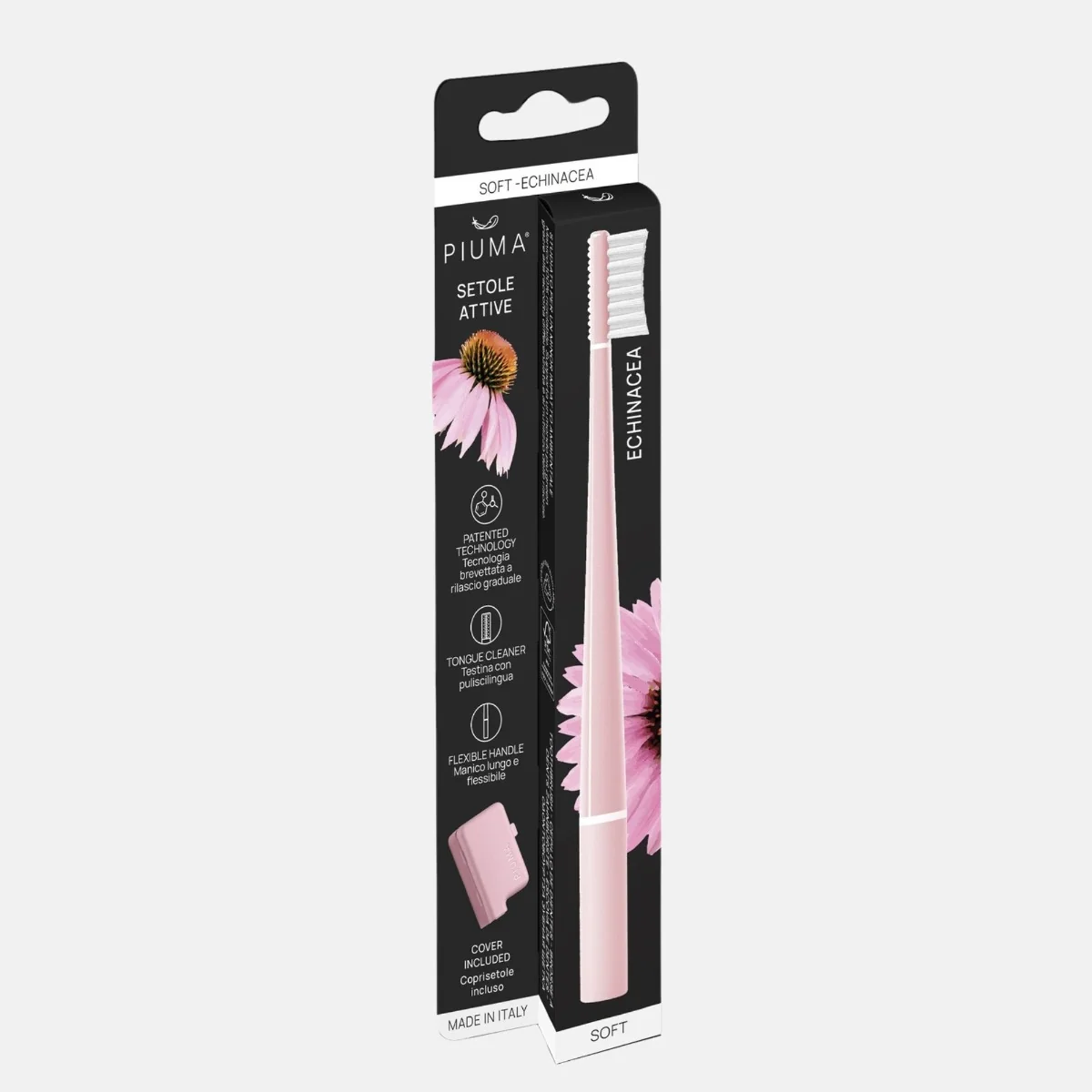 Piuma Zubní kartáček s echinaceou Soft 1 ks Baby Pink