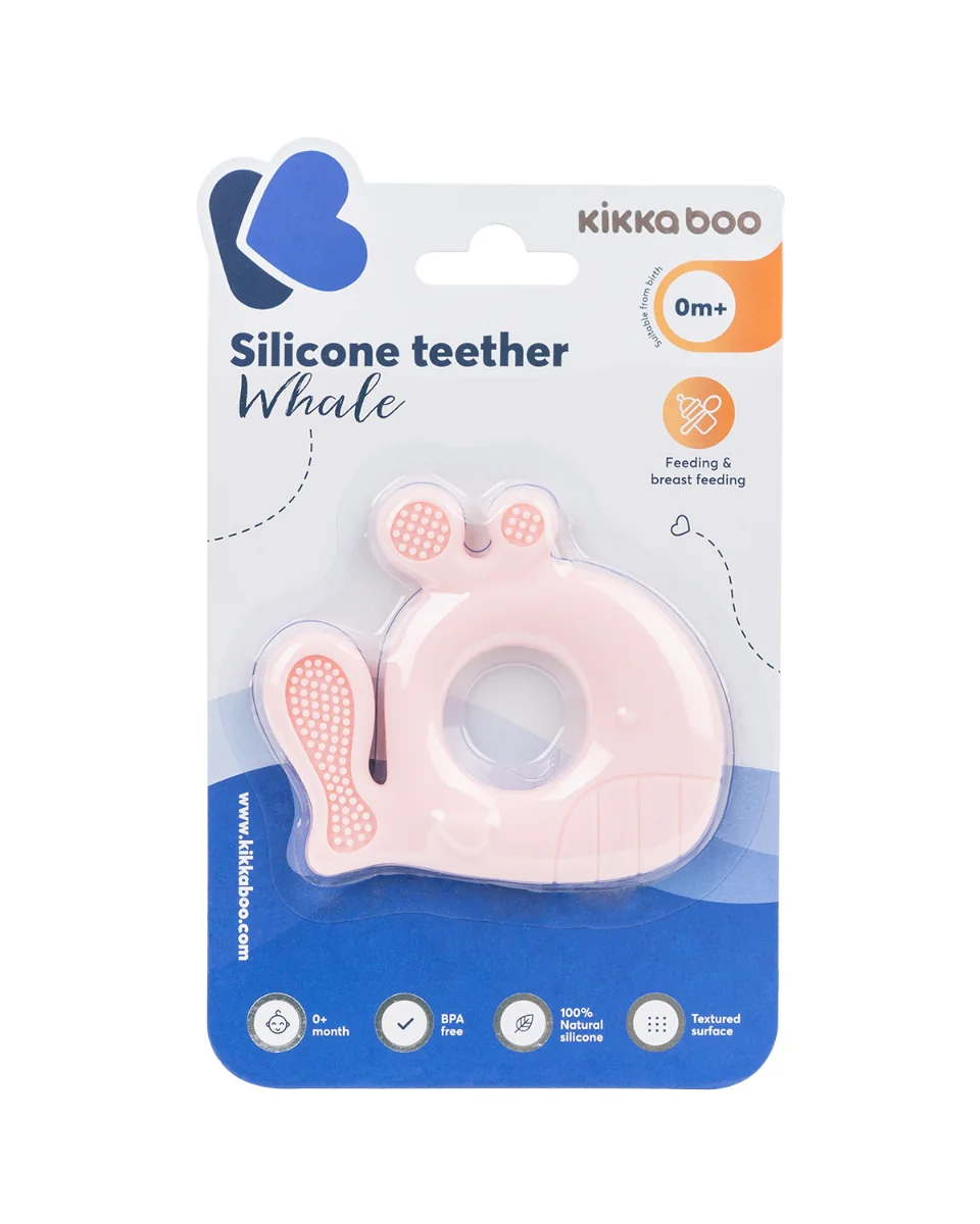 KikkaBoo Silikonové kousátko velryba růžové