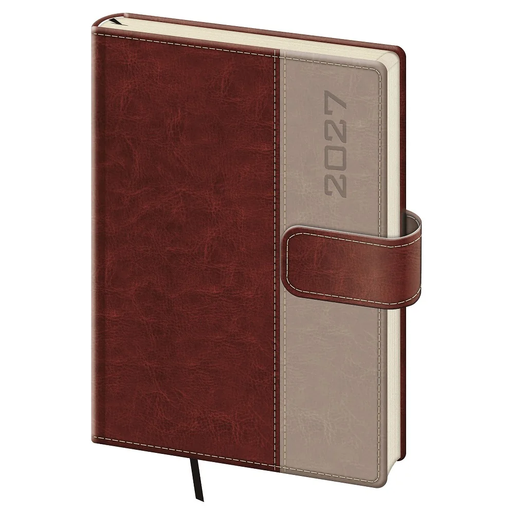 Helma Classic týdenní diář s magnetem 2027, hnědý, A5 14,3 × 20,5 cm