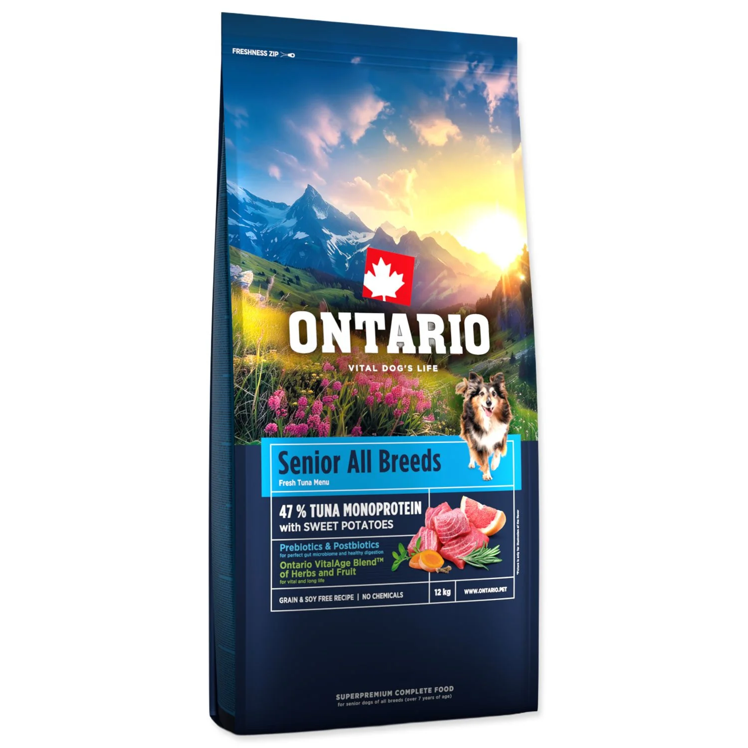 Ontario Krmivo Senior All Breeds Monoprotein Tuna & Sweet Potatoes 12kg