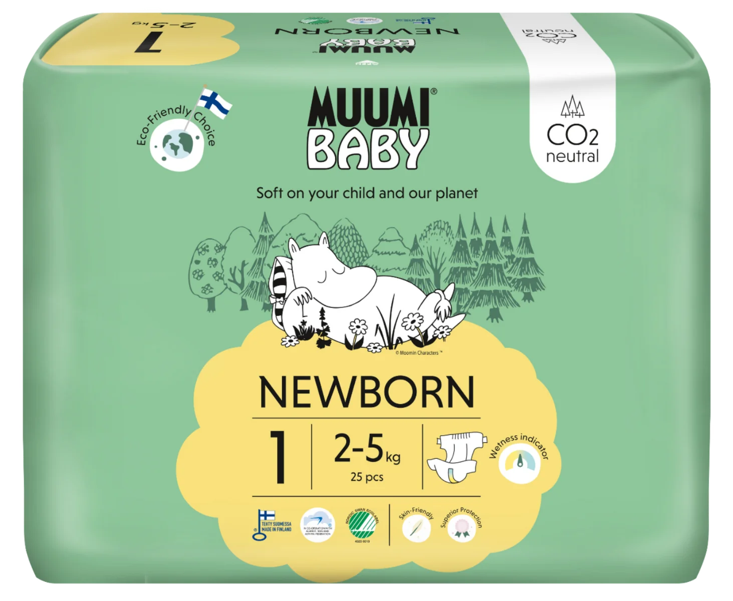 Muumi Baby 1 Newborn 2–5 kg eko pleny 25 ks