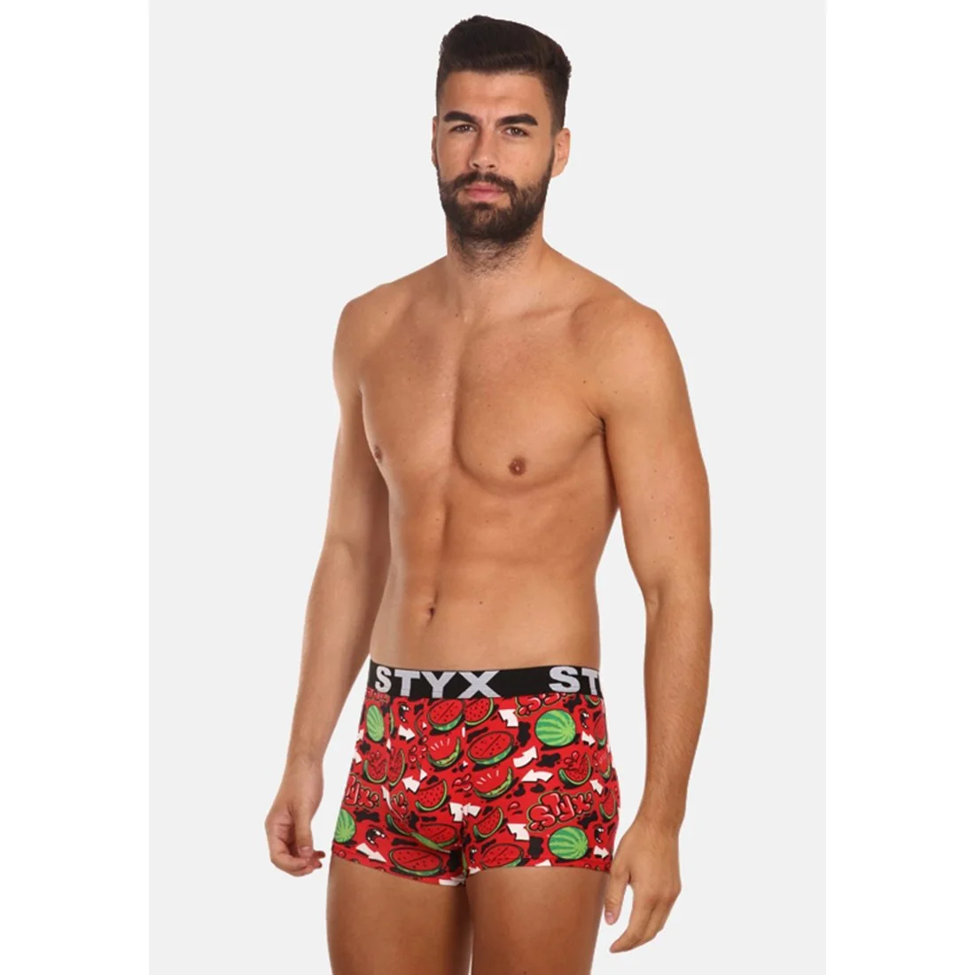 Styx Pánské boxerky art sportovní guma nadrozměr melouny (R1459) 5XL