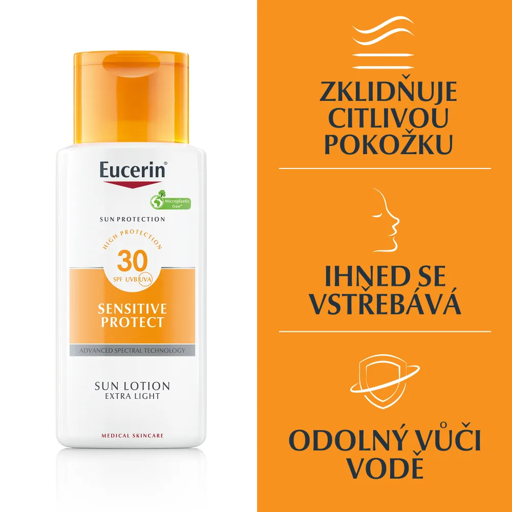 Eucerin SUN Sensitive Protect SPF50+ extra lehké mléko na opalování 150 ml