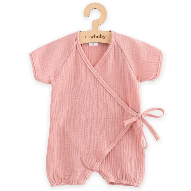 New Baby Kojenecký letní mušelínový overal pink, vel. 74 (6-9m)