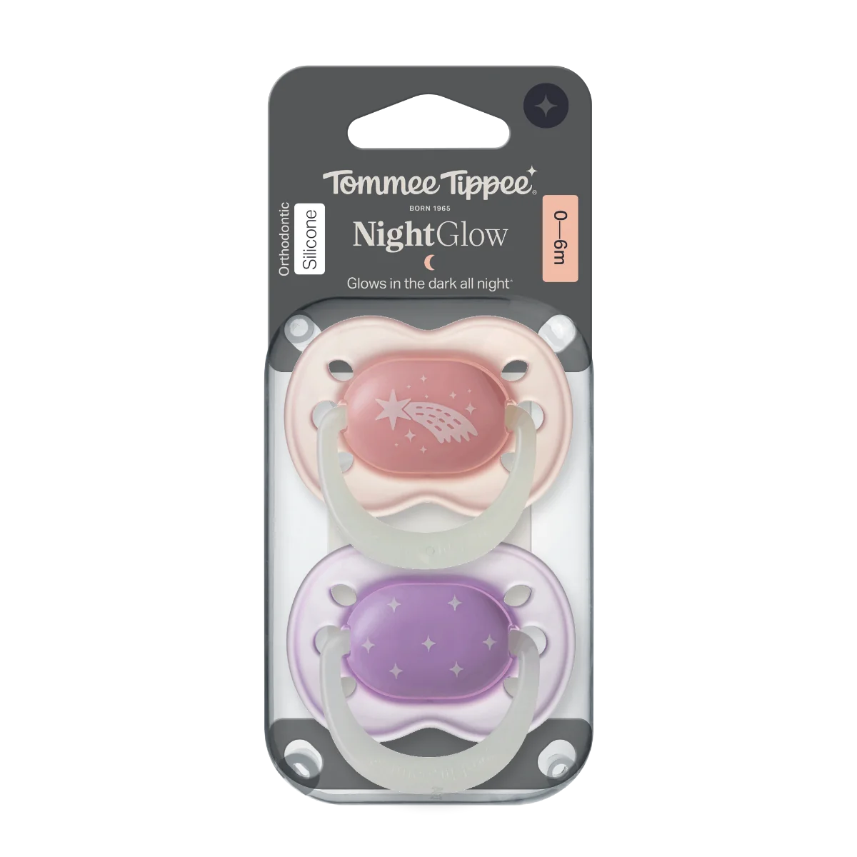 Tommee Tippee SIlikonový dudlík Night 0-6m 2 ks více barevných variant