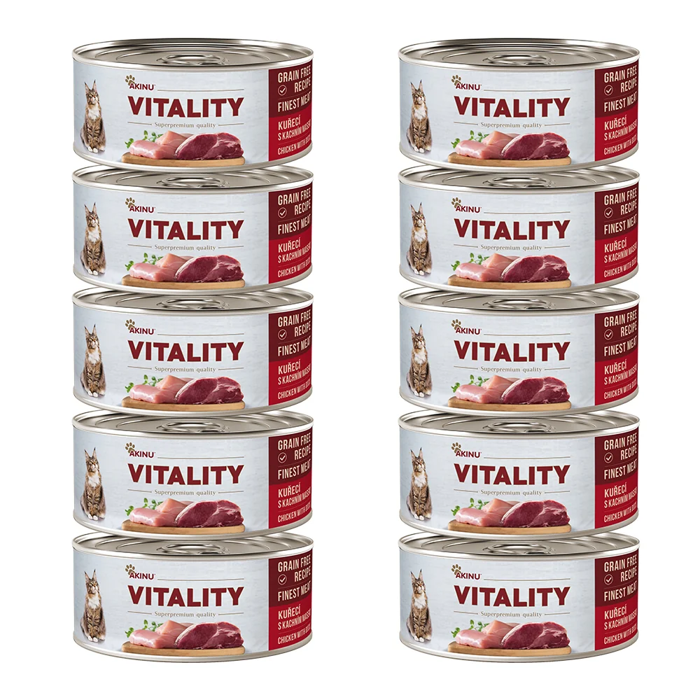 Akinu VITALITY Kuřecí & kachní maso konzerva pro kočky 10 x 70 g