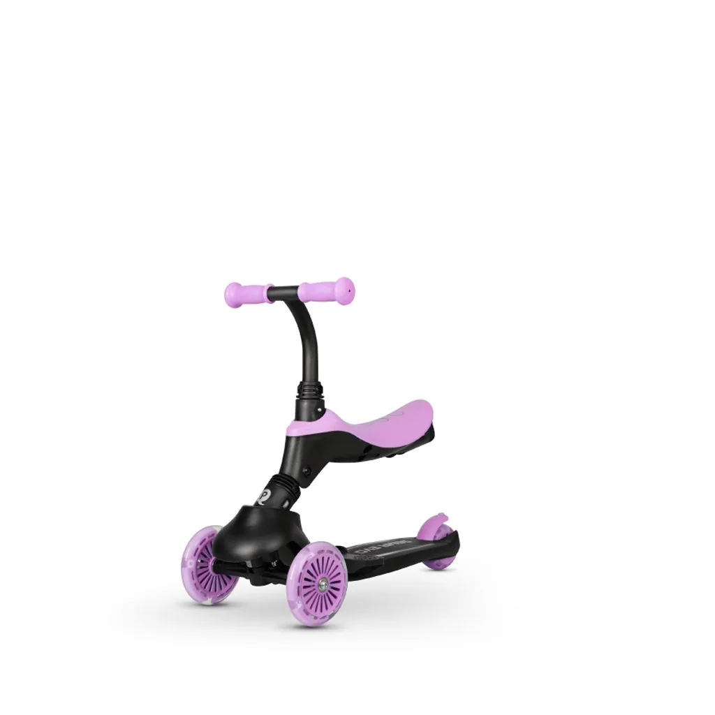 QPlay Koloběžka / odrážedlo Sema Evo s LED světly Violet, věk 1 - 6 let, do 50 kg