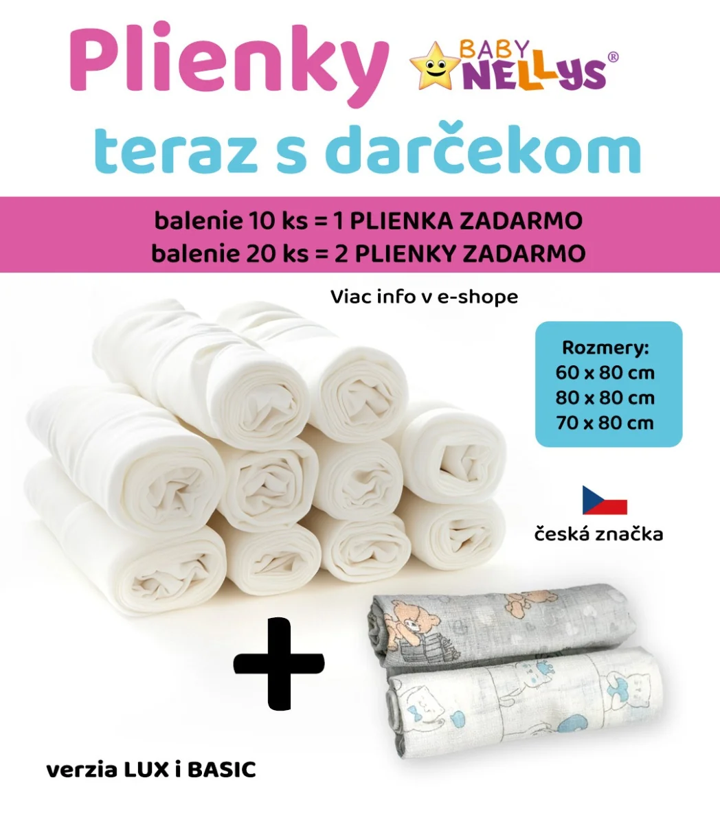 Baby Nellys Kvalitní bavlněné pleny TETRA BASIC 80x80cm, 10ks v bal. + 1 ks