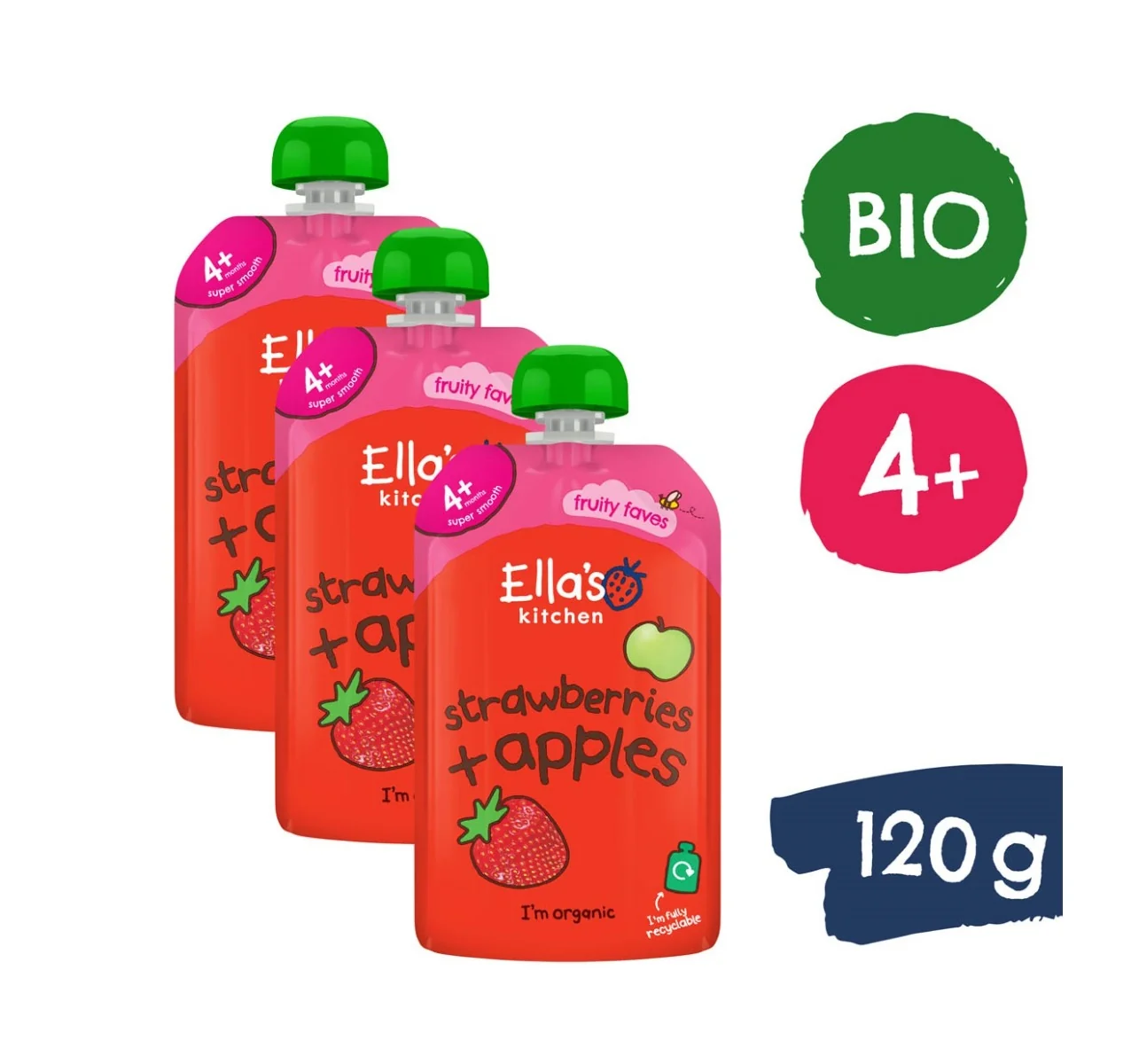 Ellas Kitchen BIO Jahoda a jablko kapsička 120 g