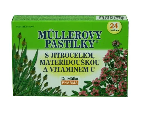 Dr. Müller Müllerovy pastilky s jitrocelem, mateřídouškou a vitaminem C 24 pastilek