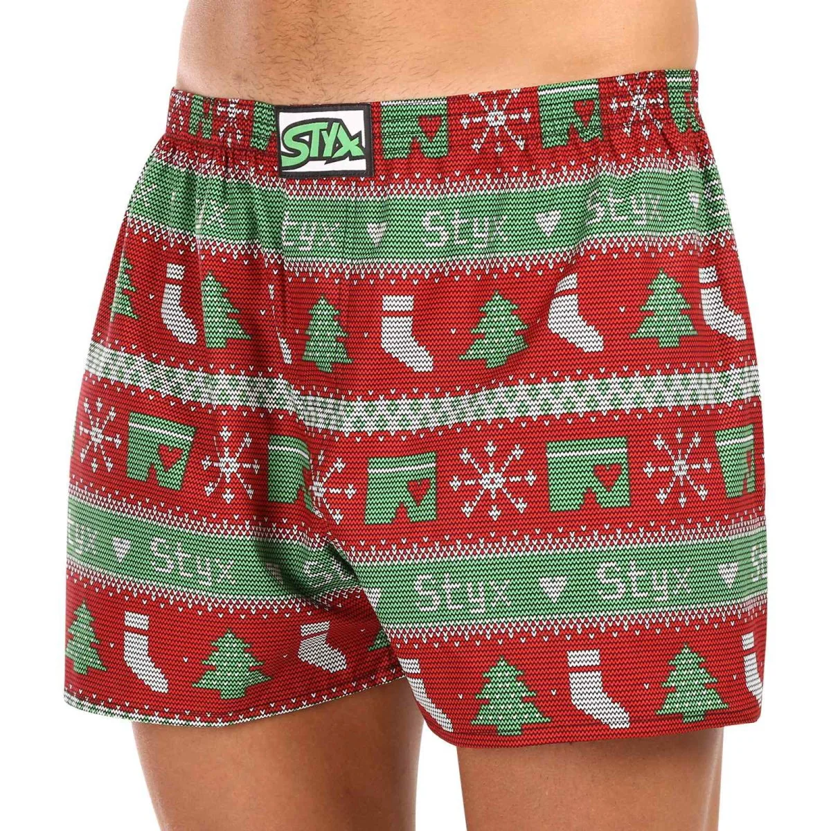 Styx Pánské trenky art klasická guma nadrozměr Vánoce pletené (E1658) 3XL