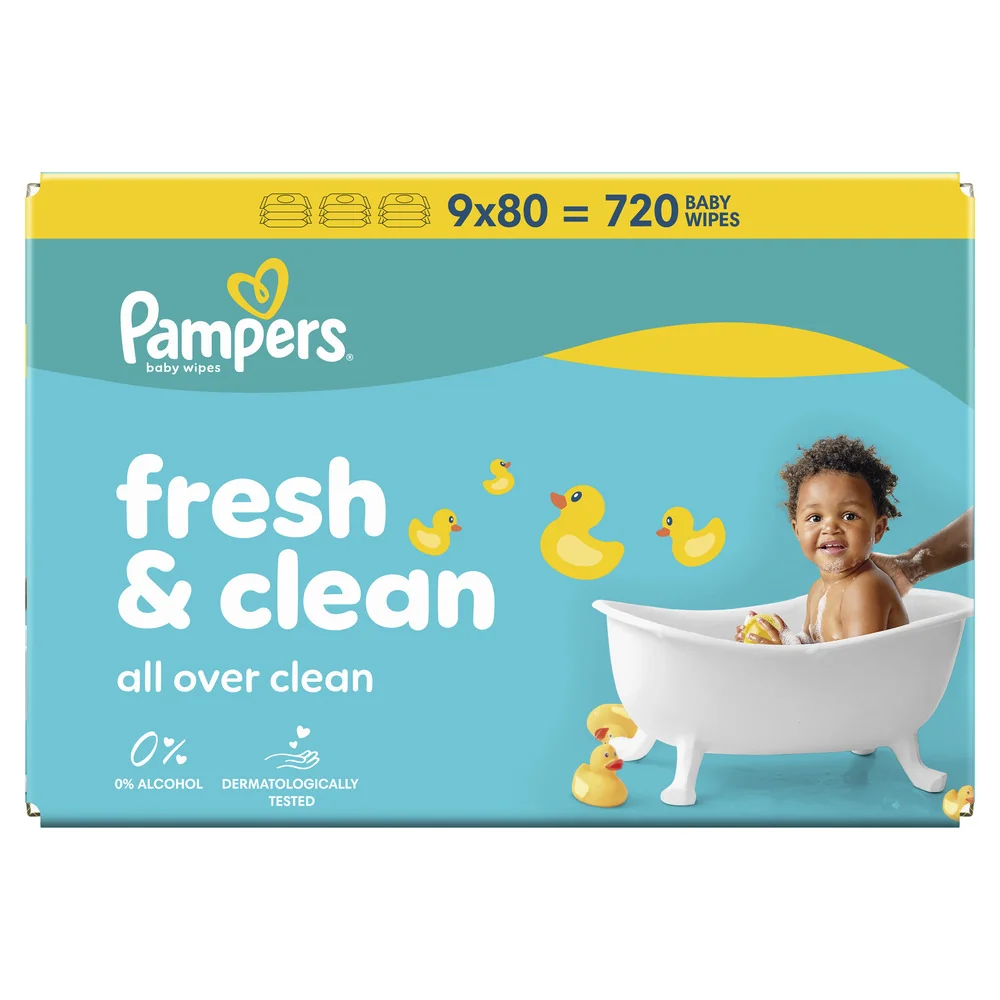 Pampers Fresh Clean dětské čisticí ubrousky 9x80 ks