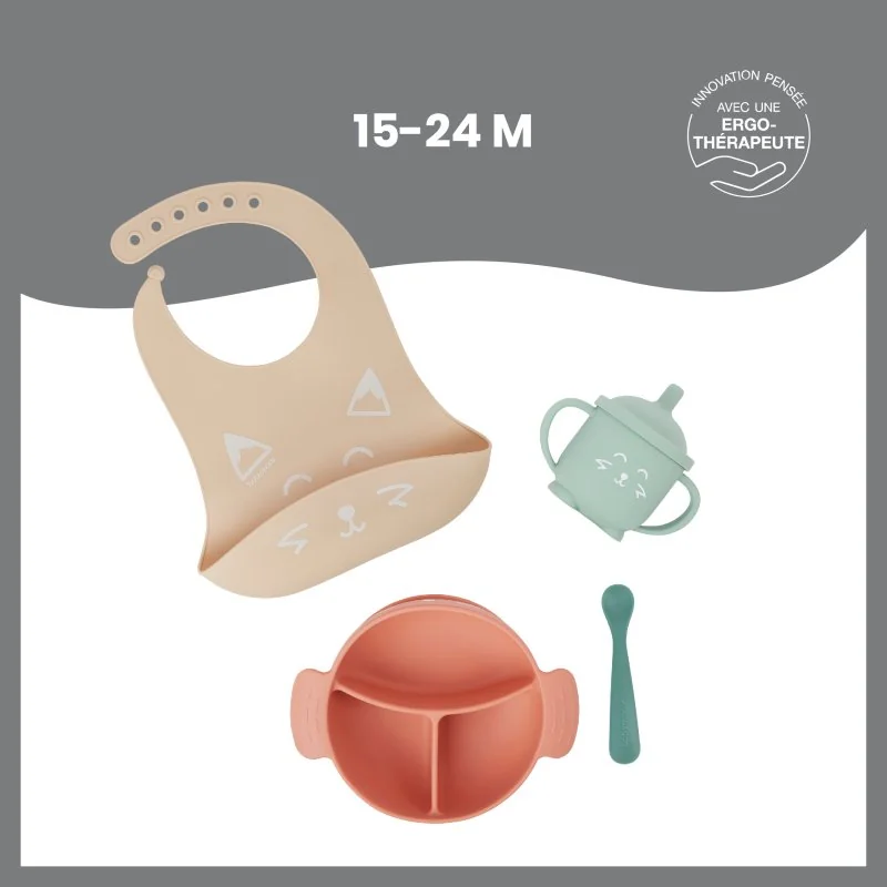 Babymoov silikonová jídelní sada LEARN´ISY KIT Fox