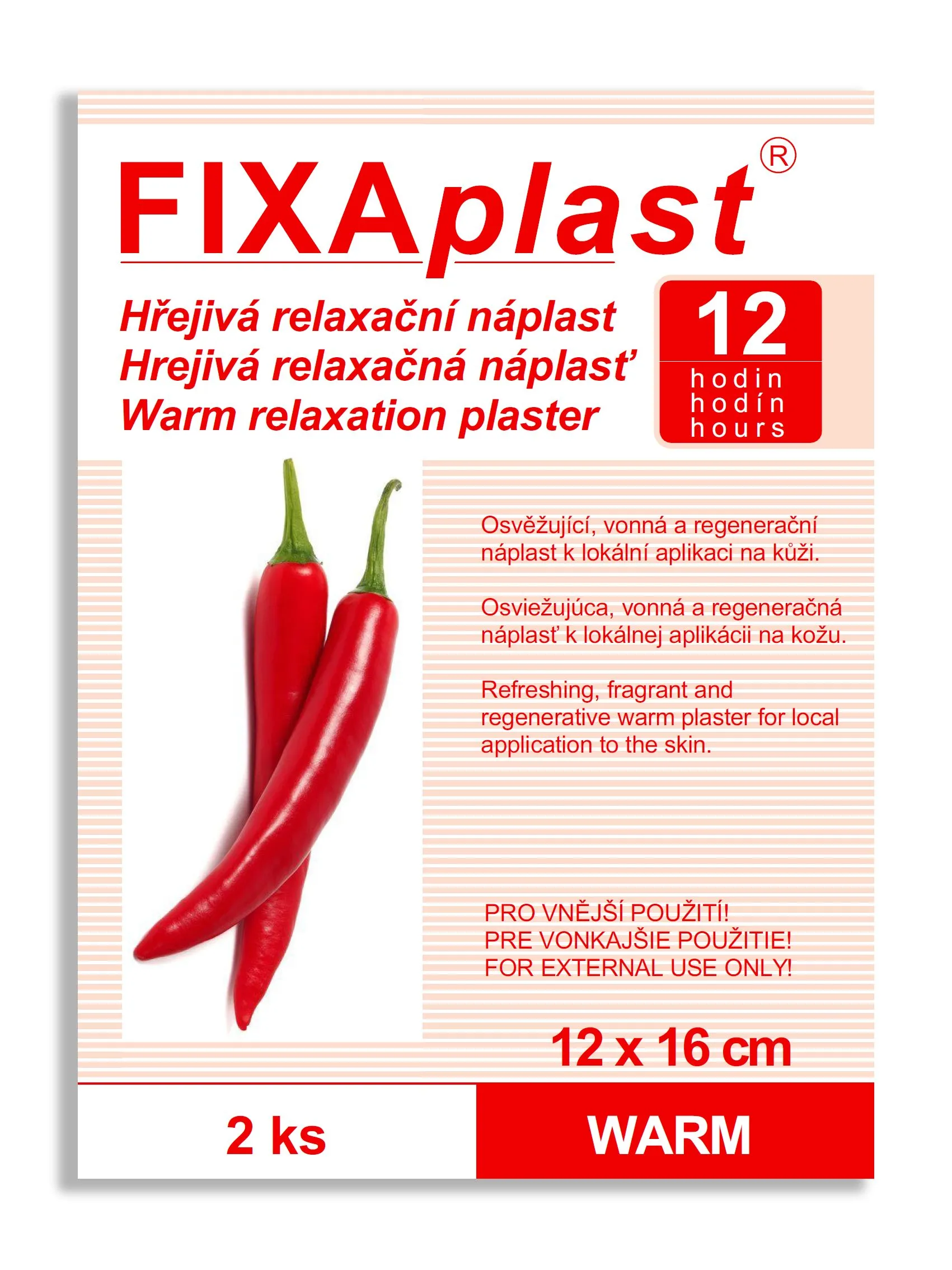 Fixaplast Warm Kapsaicínová hřejivá náplast 12x16 cm 2 ks