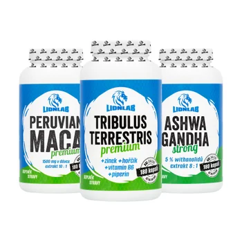 Lionlab Ashwagandha, Maca a Tribulus - AKCE 1+1+1