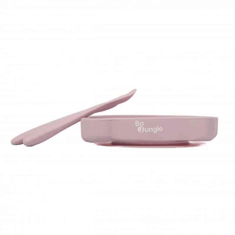 Bo Jungle silikonový talíř s přísavkou Bear Pastel Pink 