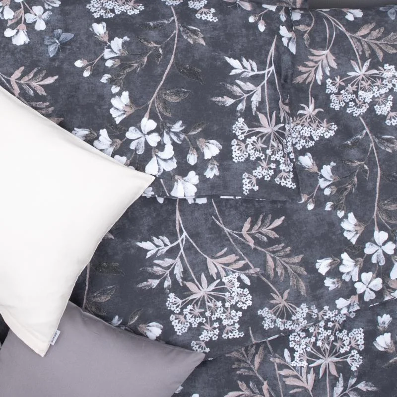 SCANquilt povlečení SATÉN DESIGN avita tmavě šedá 140 x 200/70 x 90 cm