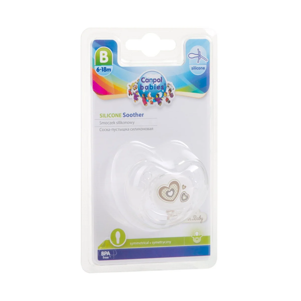 Canpol babies Newborn Baby Dudlík silikonový symetrický 6-18m 1 ks béžový