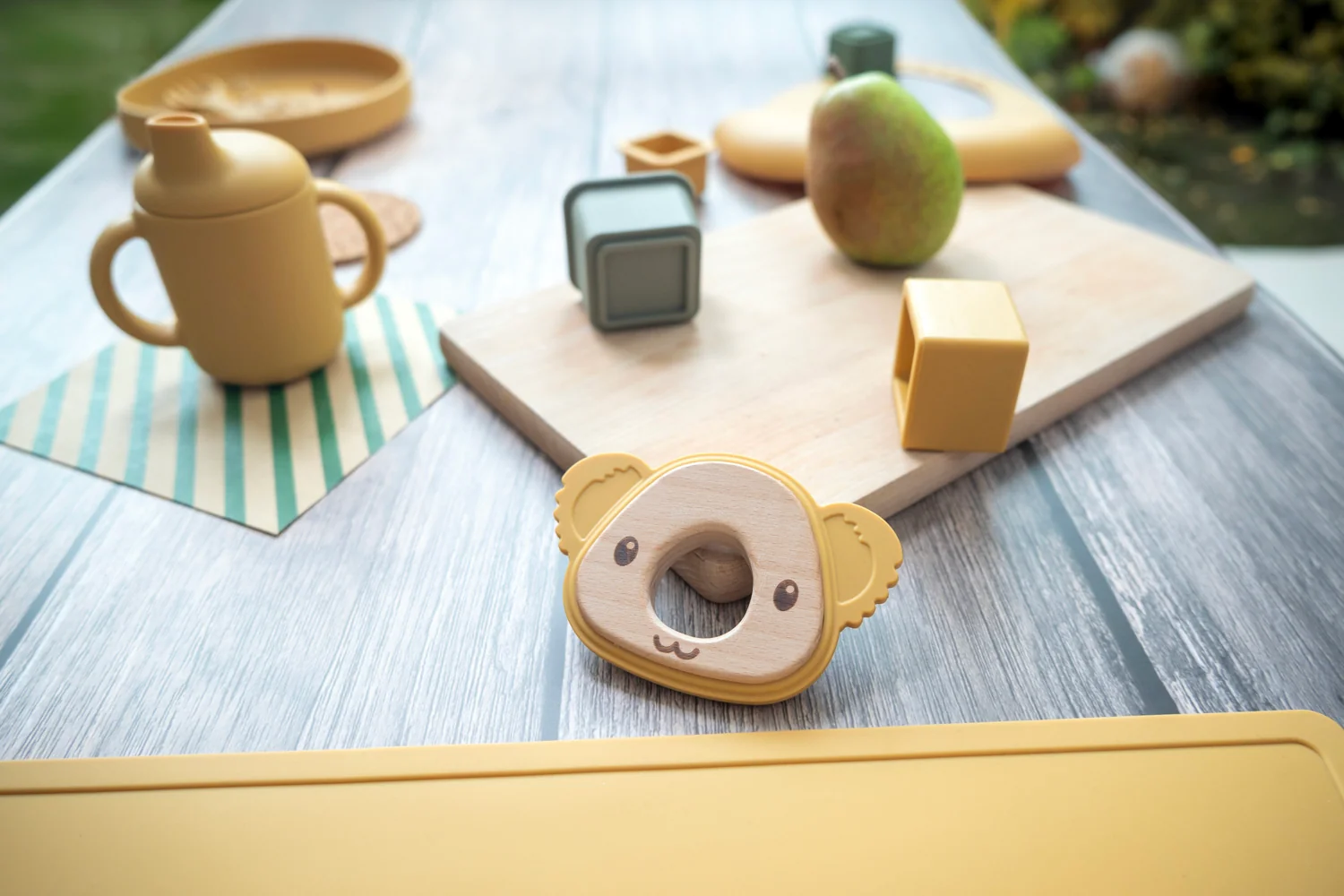 Zopa Silikonové dřevěné kousátko Koala, Sand Beige 1