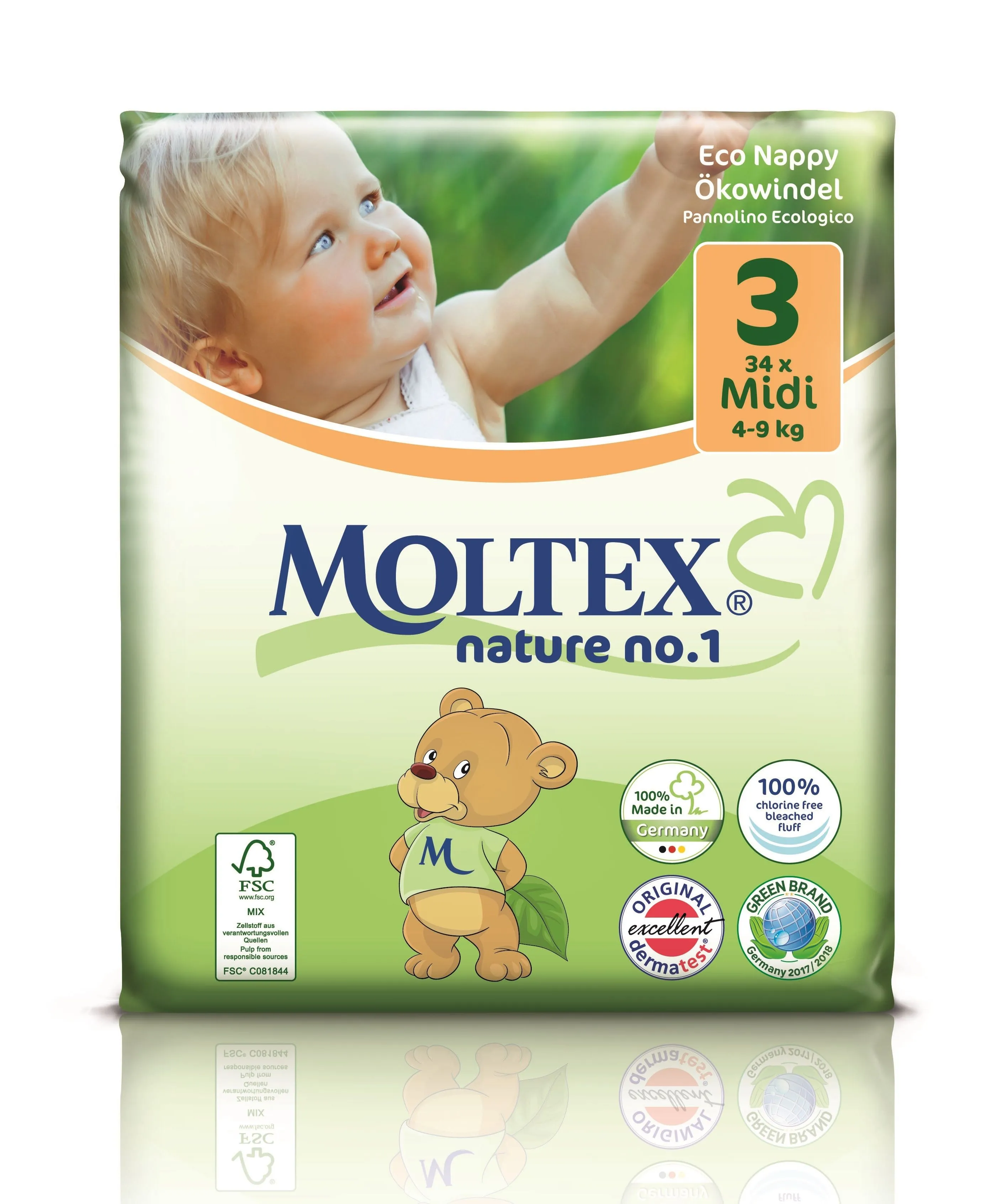 Moltex nature no.1 Midi 4-9 kg dětské plenky 34 ks