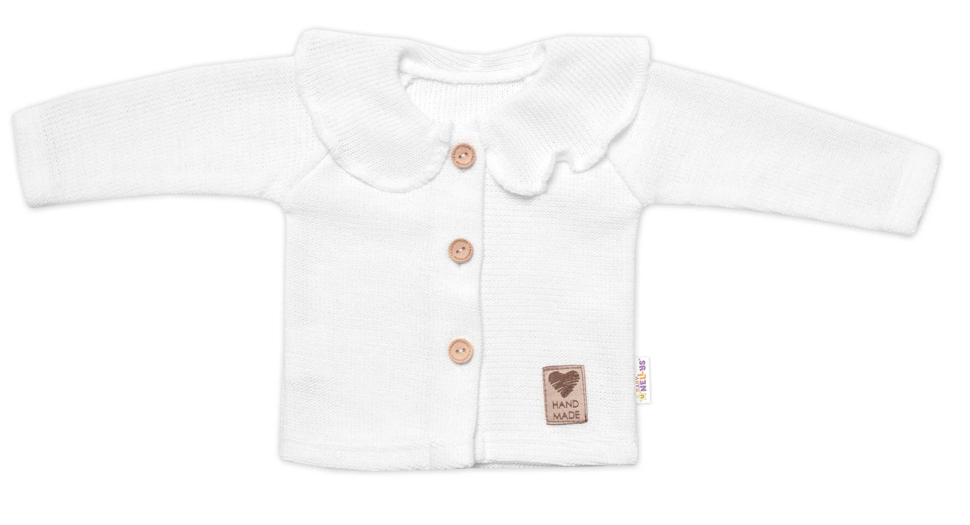 Baby Nellys Pletený svetřík s volánkem Girl,  bíly vel.  62