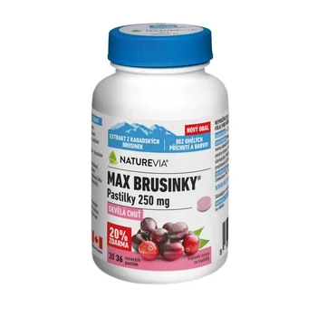 NatureVia Max brusinky pastilky 250 mg 30+6 pastilek