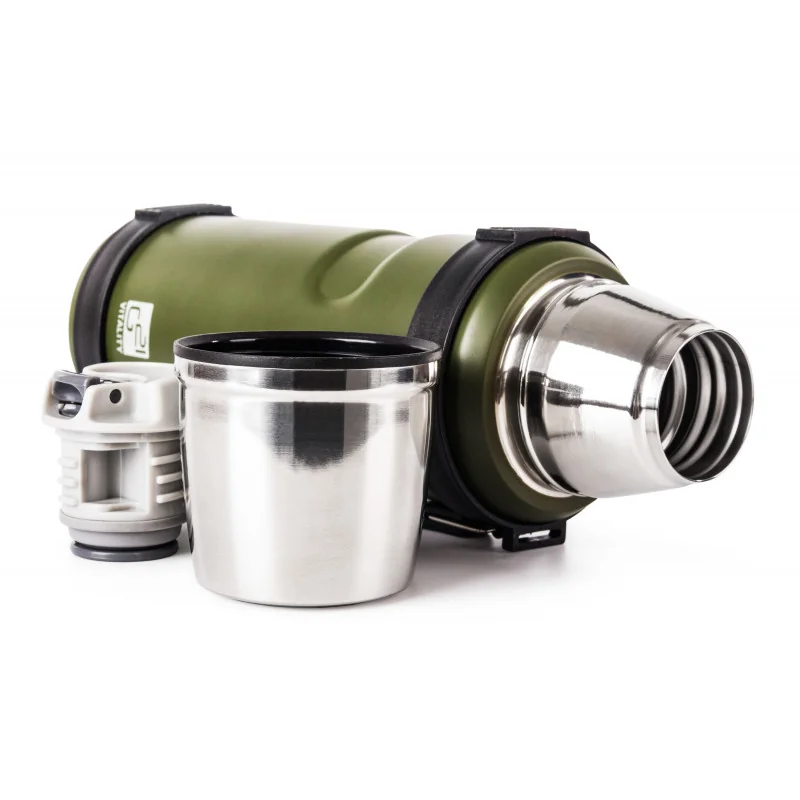 G21 Termoska na pití 1000 ml, khaki zelená s rukojetí 