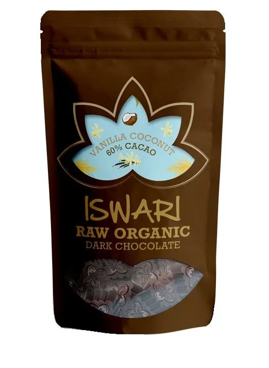 Iswari BIO RAW Čokoládové bonbóny vanilla 60% kakao 200 g
