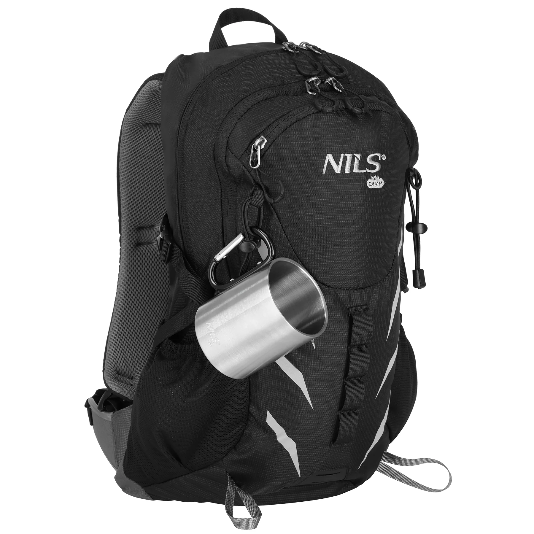 Nils Kempingový hrnek NC17110 s karabinou 300ml černý