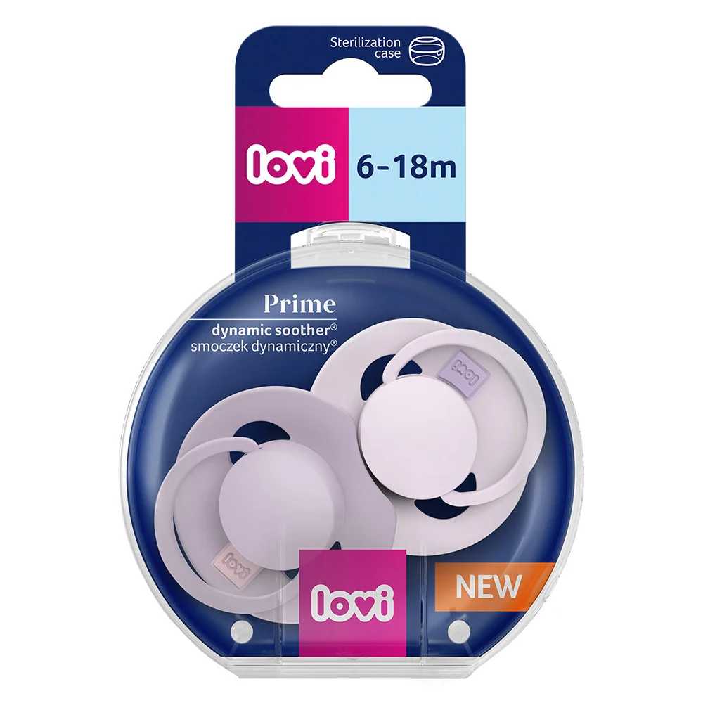 LOVI Prime Dudlík silikonový dynamický 6–18m 2 ks Baby Lilac/Violet