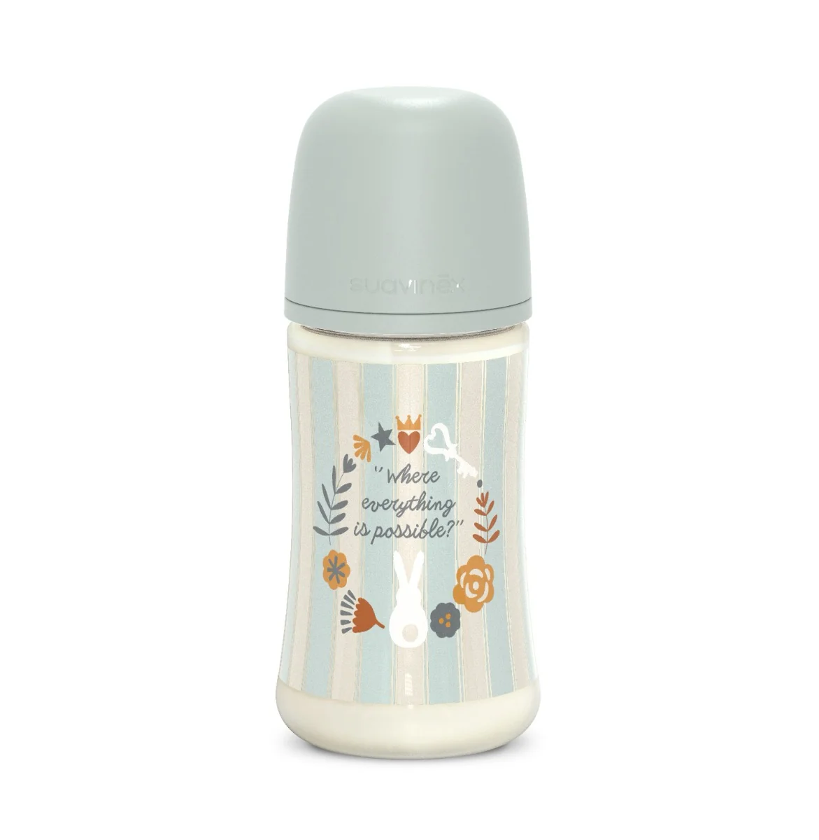 Suavinex Wonderland Kojenecká láhev průtok M 3m+ 270 ml 1 ks zelená