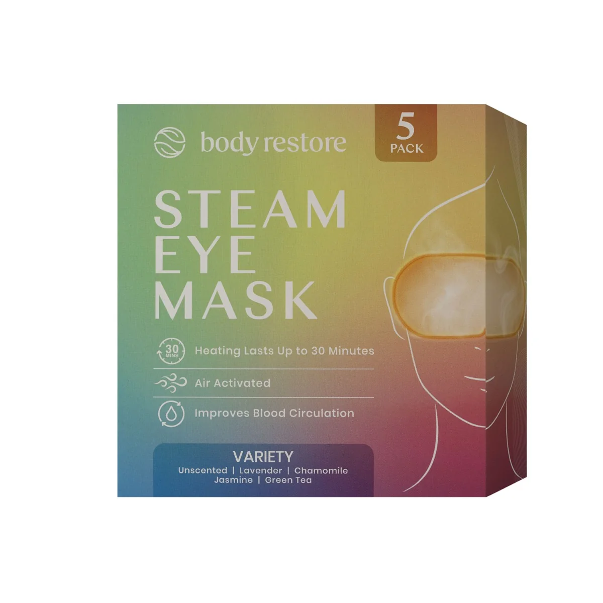Body Restore Samozahřívací relaxační maska na oční okolí mix 5 ks