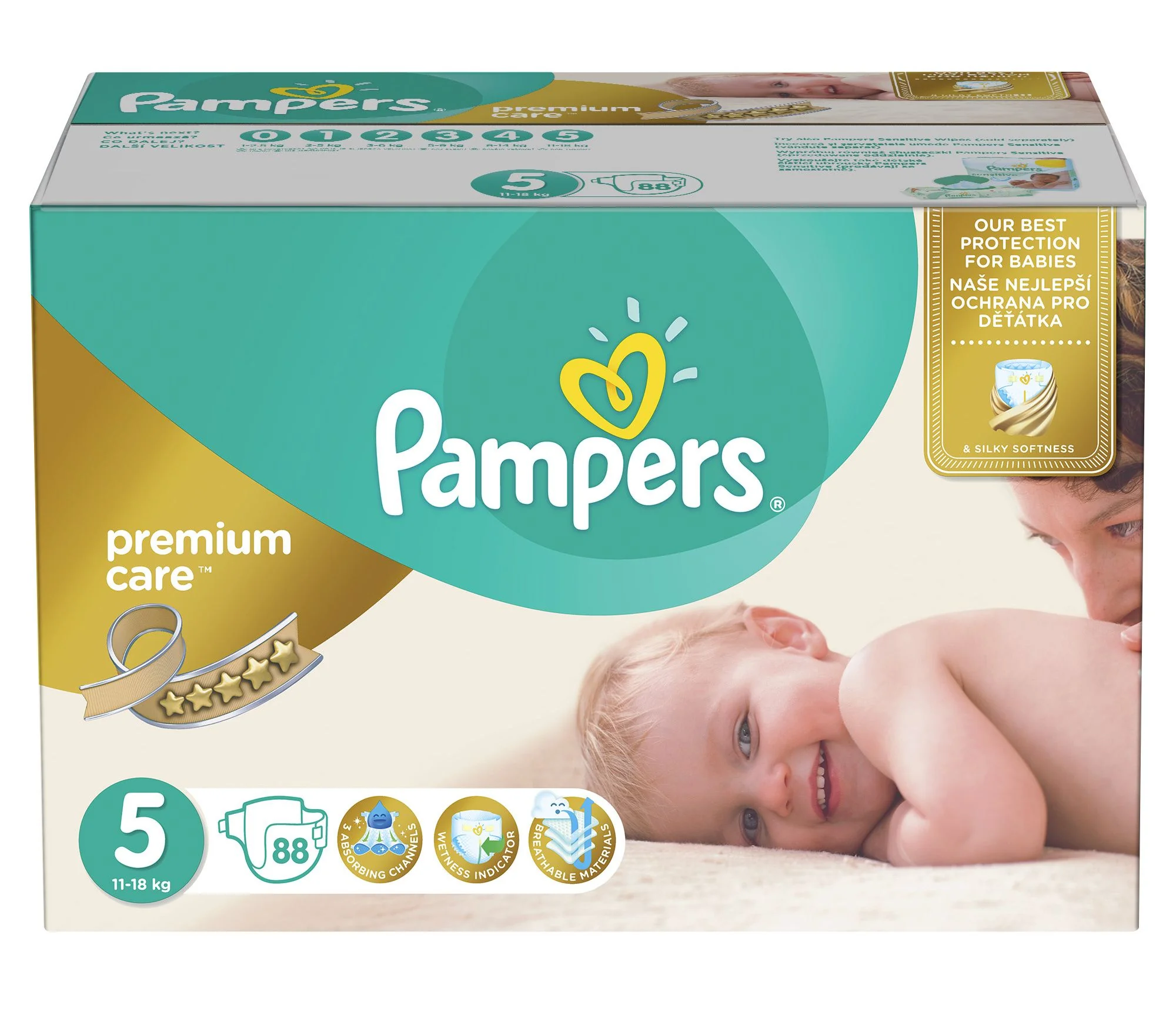 Pampers Premium Care vel. 5 11–16 kg dětské pleny 88 ks