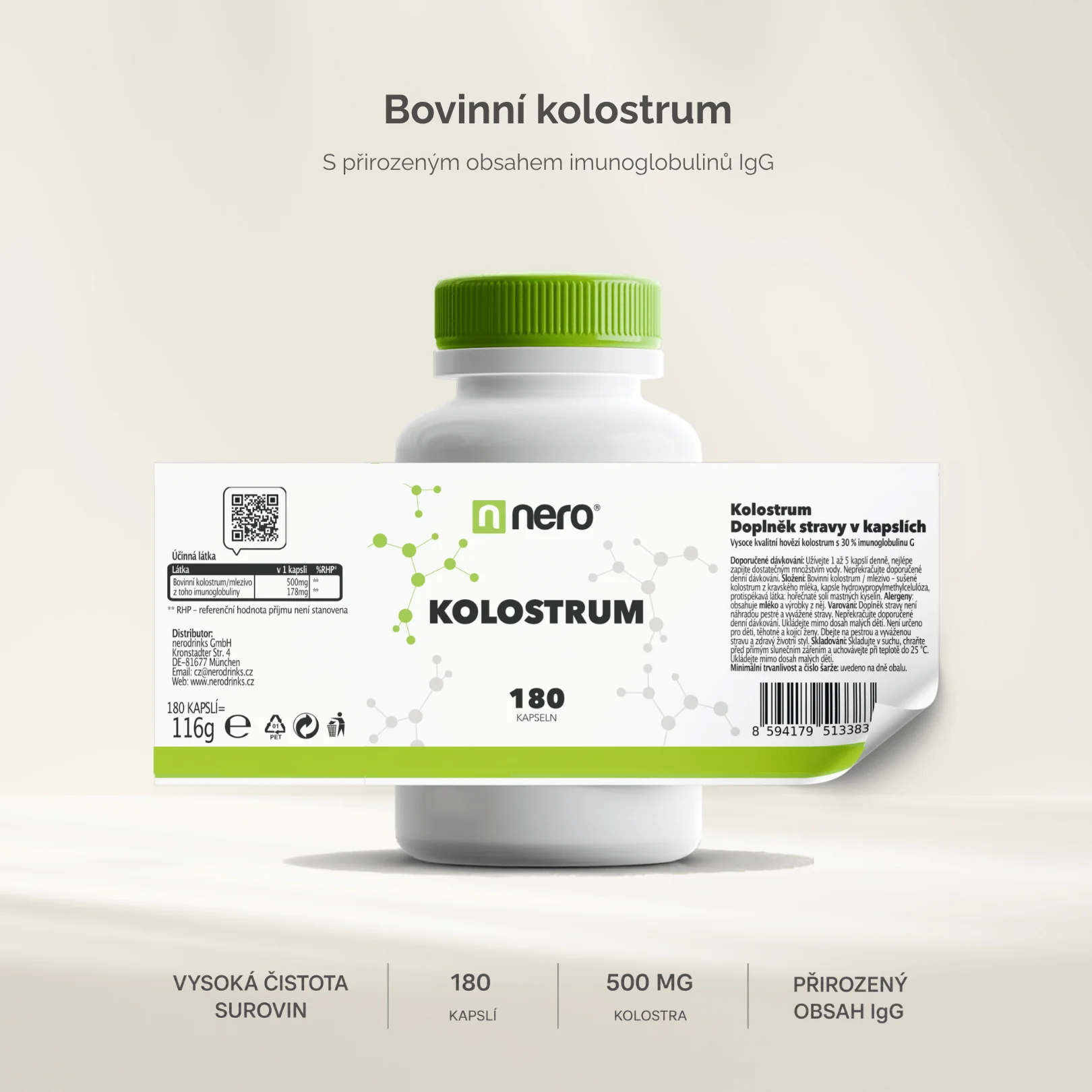 NERO Colostrum 500 mg 180 kapslí